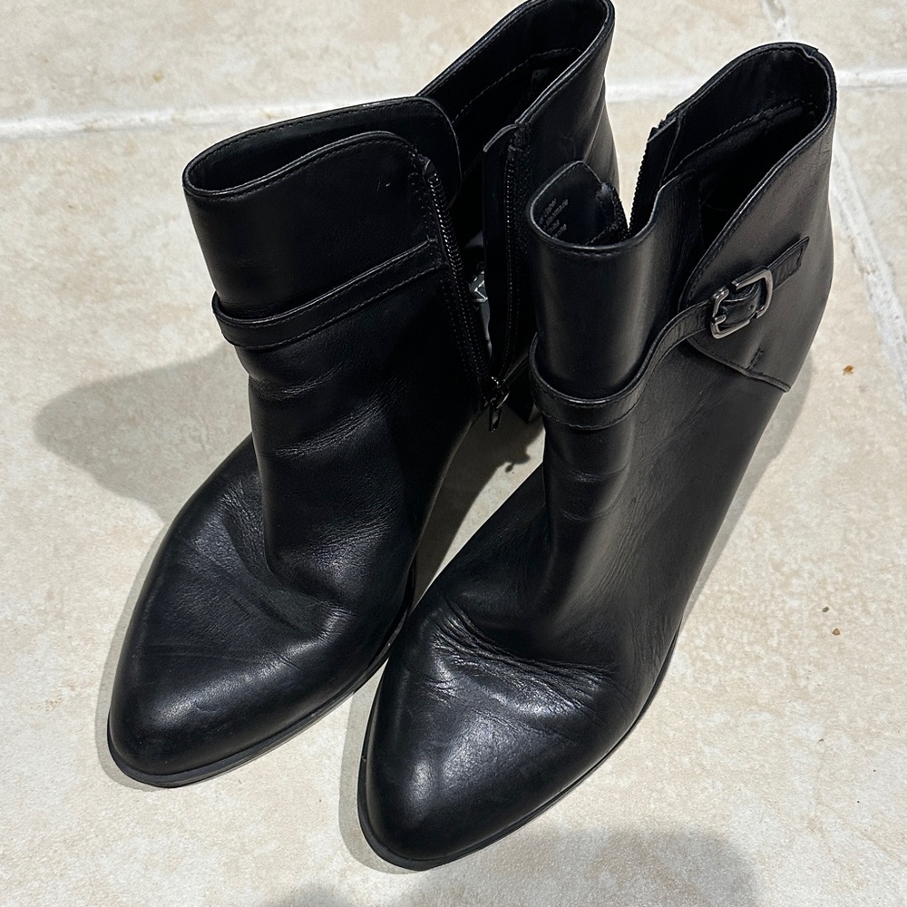 Alfani Black Leather Ankle Booties